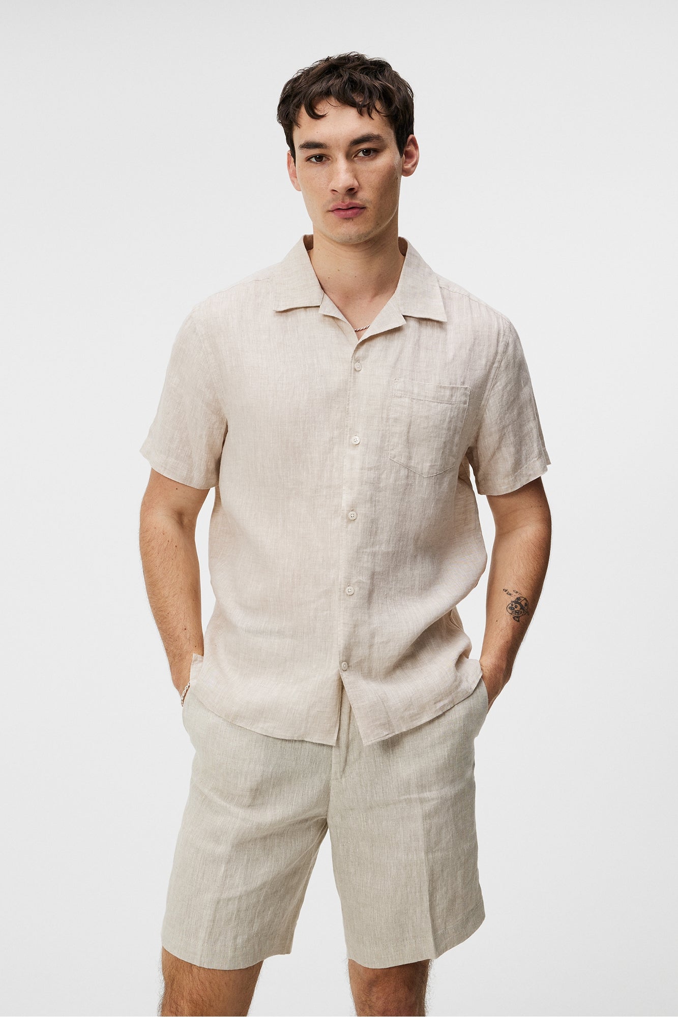 Men | Elio Linen Melange Shirt | Safari Beige
