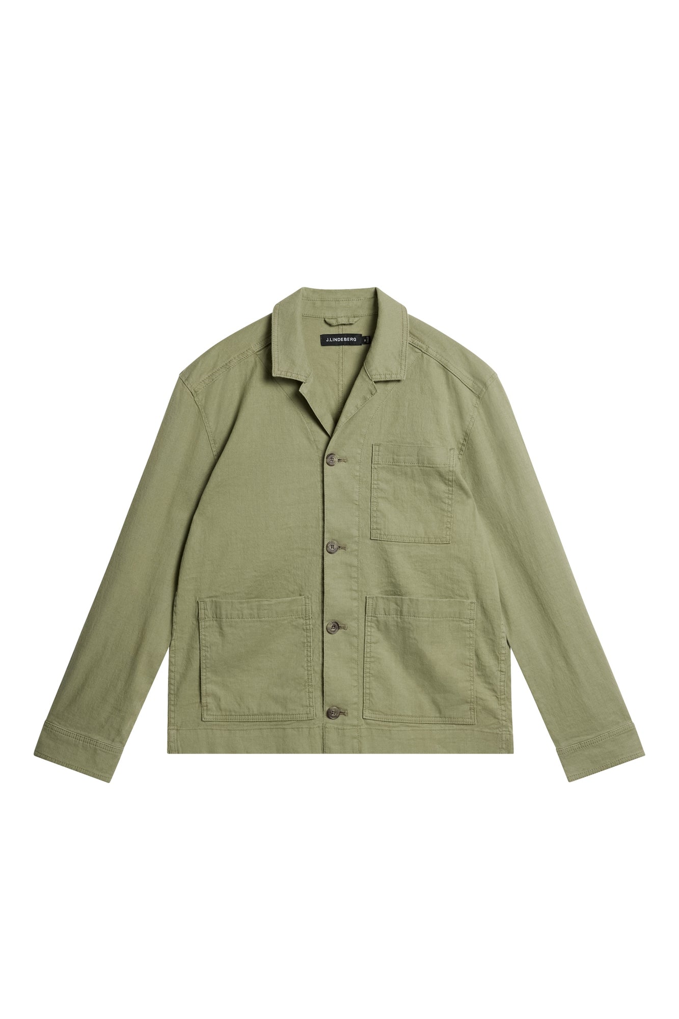 Men | Errol Linen Workwear Overshirt | Oil Green