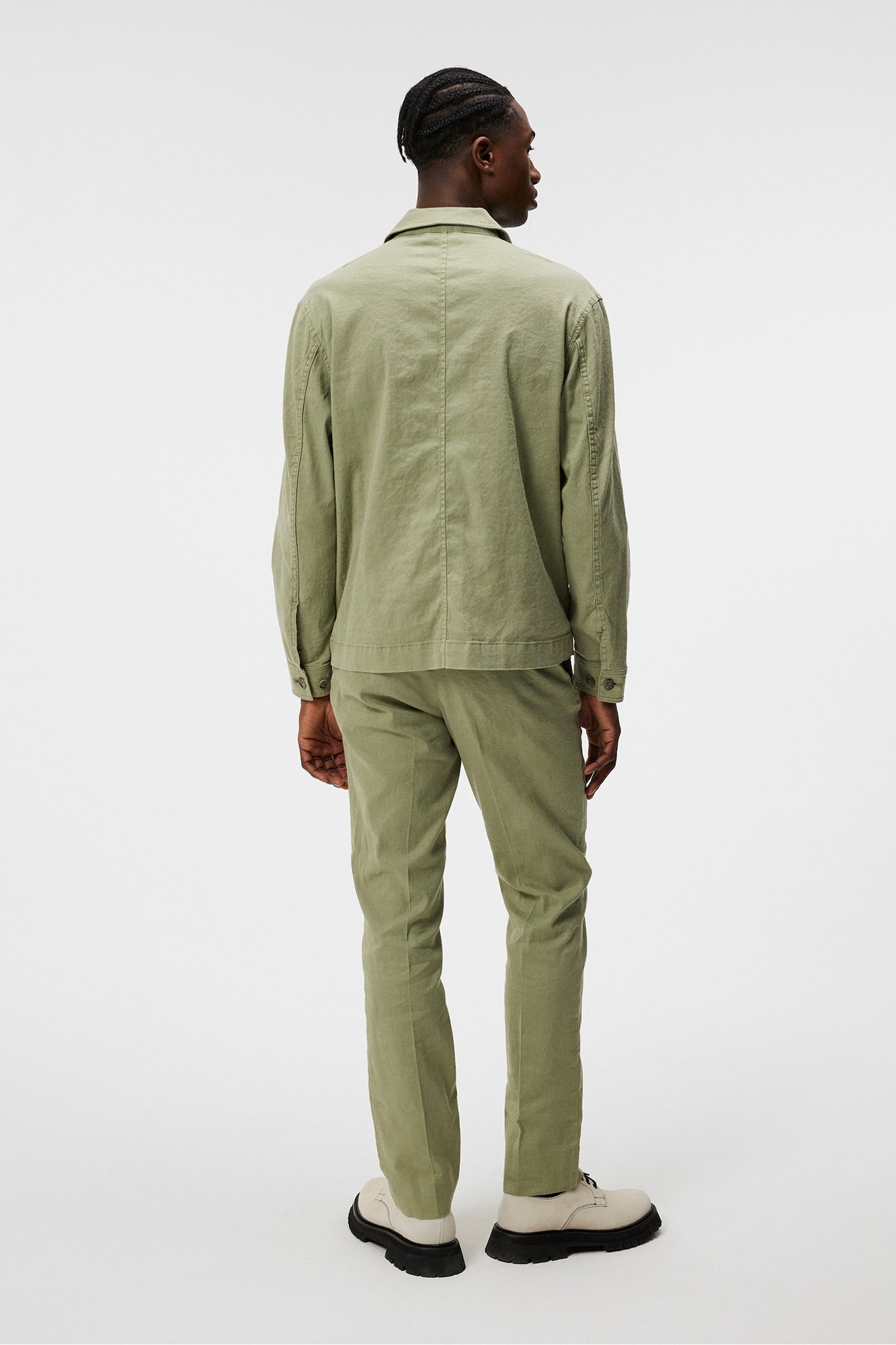 Men | Errol Linen Workwear Overshirt | Oil Green