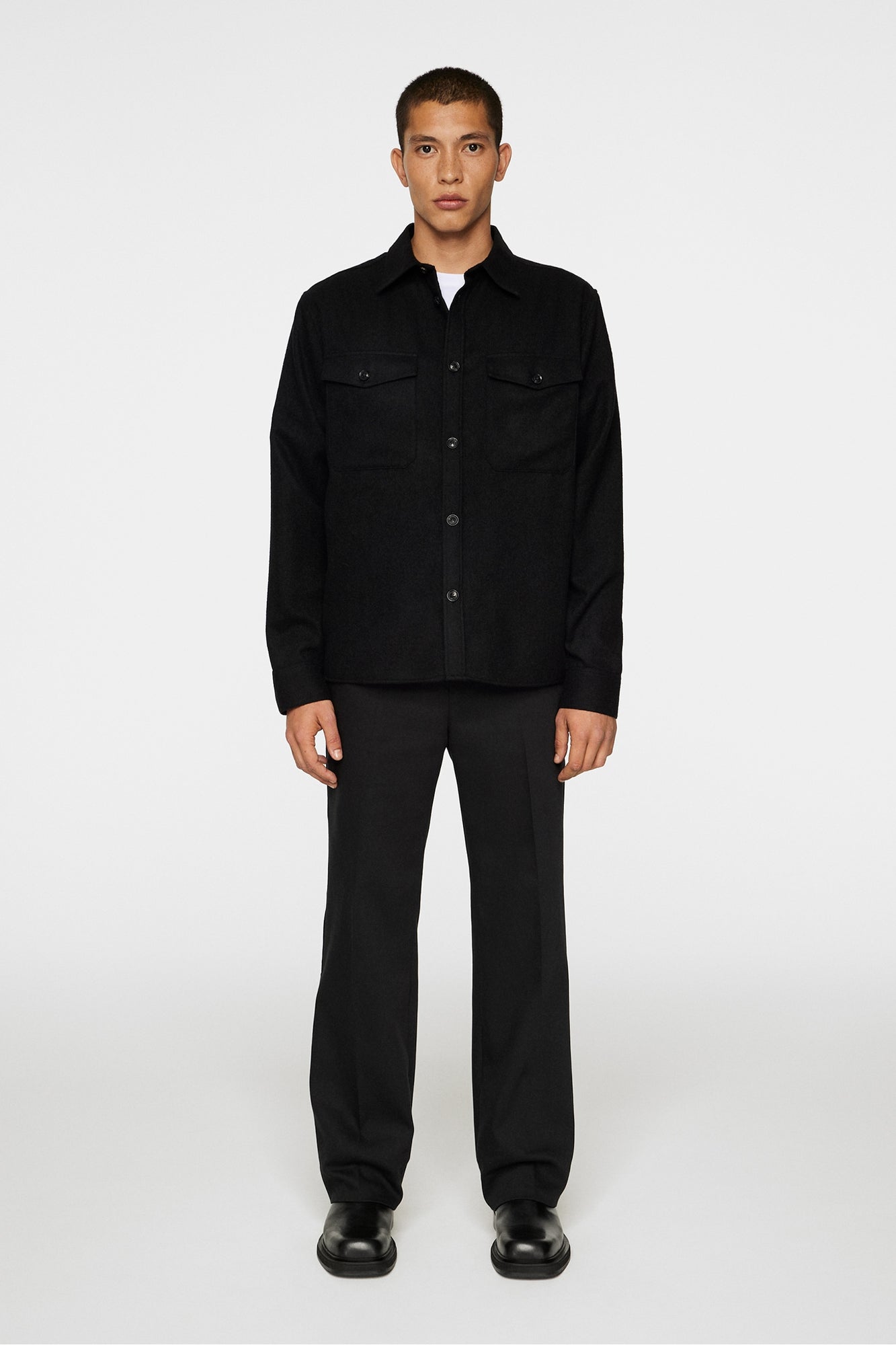 Men | Flat Wool Overshirt | Black (V1)