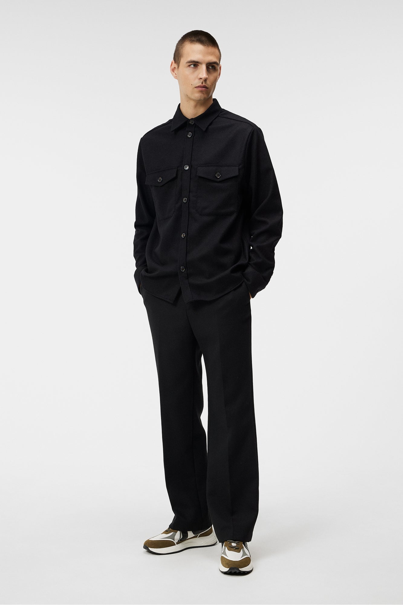 Men | Flat Wool Overshirt | Black (V2)