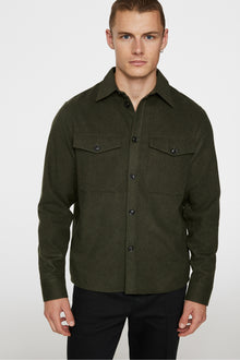 Men | Flat Wool Overshirt | Forest Green