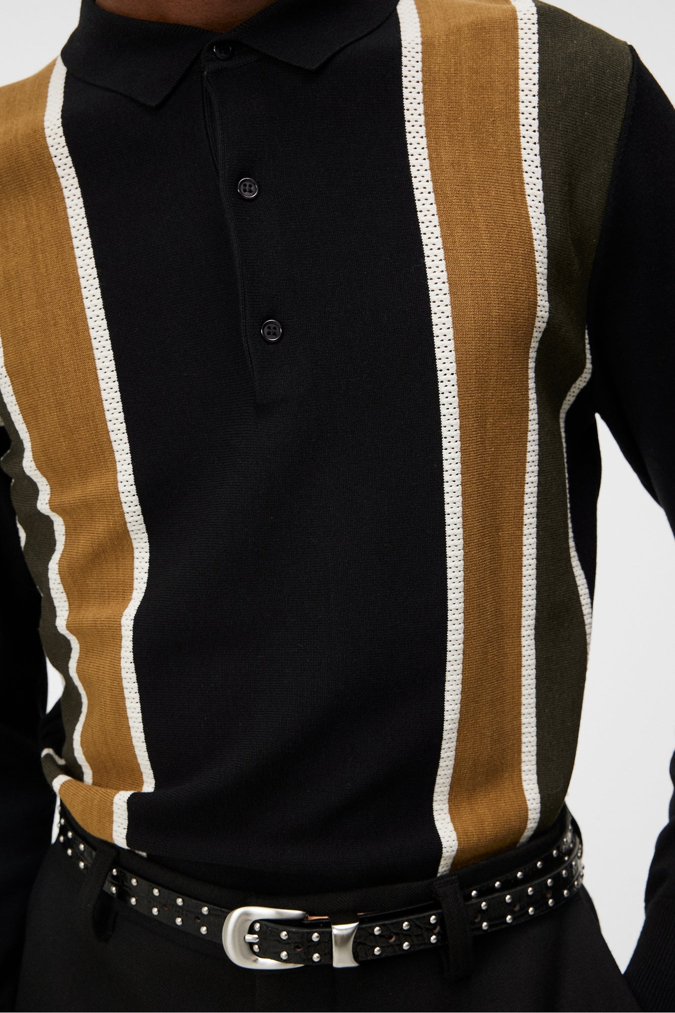 Men | Heden Striped Knitted Polo | Black