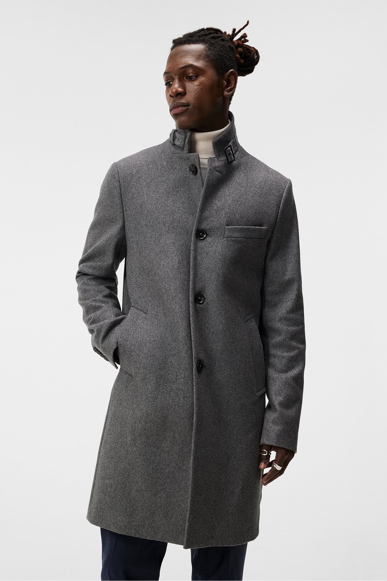 Men | Holger Melton Coat | Mid Grey Melange