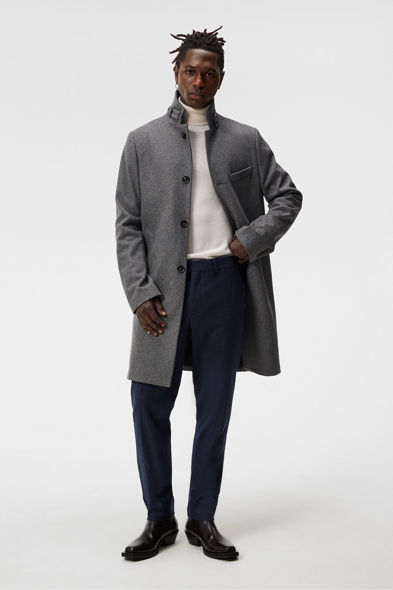 Men | Holger Melton Coat | Mid Grey Melange