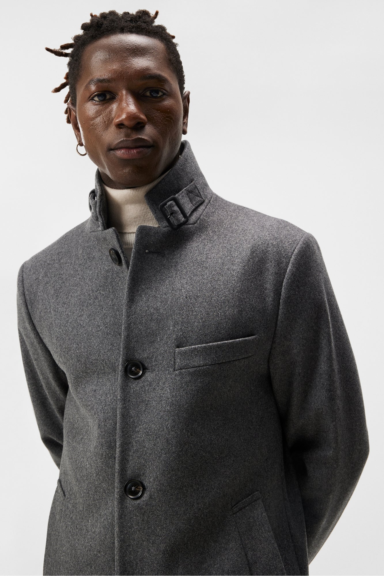 Men | Holger Melton Coat | Mid Grey Melange