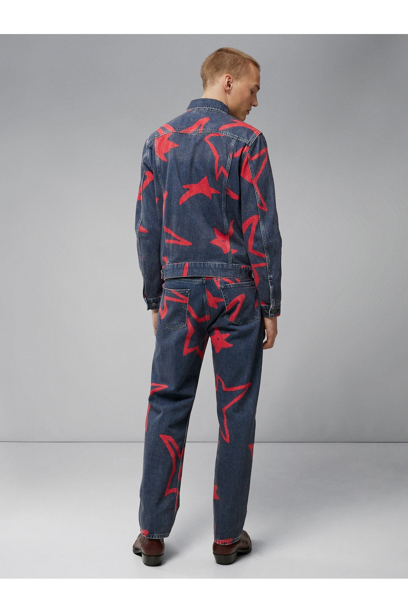 Men | Jad Printed Stars Jacket | JL Navy