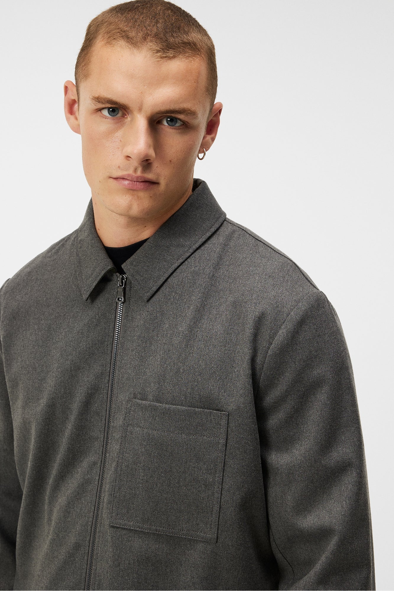 Men | Julius Flannel Overshirt | Mid Grey Melange