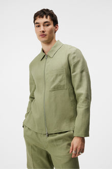 Men | Julius Linen Overshirt | Oil Green