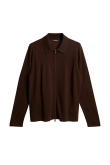Men | Kaleb Merino Zip Cardigan | Bitter Chocolate