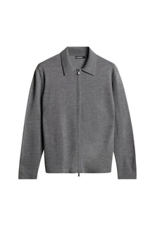 Men | Kaleb Merino Zip Cardigan | Mid Grey Melange