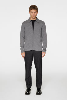 Men | Kaleb Merino Zip Cardigan | Mid Grey Melange