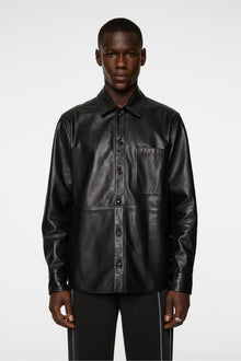 Men | Lanson Leather Overshirt | Black