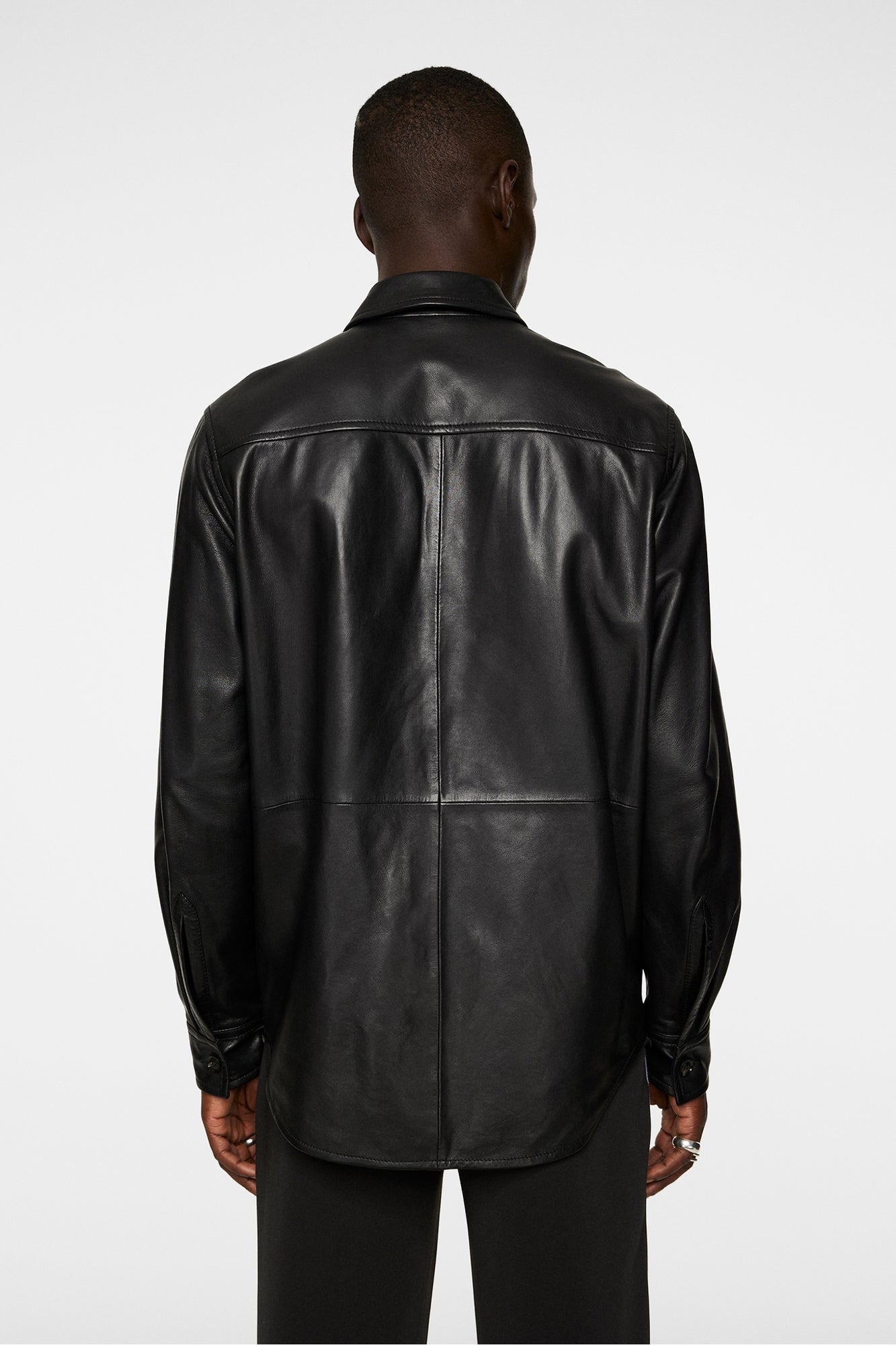 Men | Lanson Leather Overshirt | Black