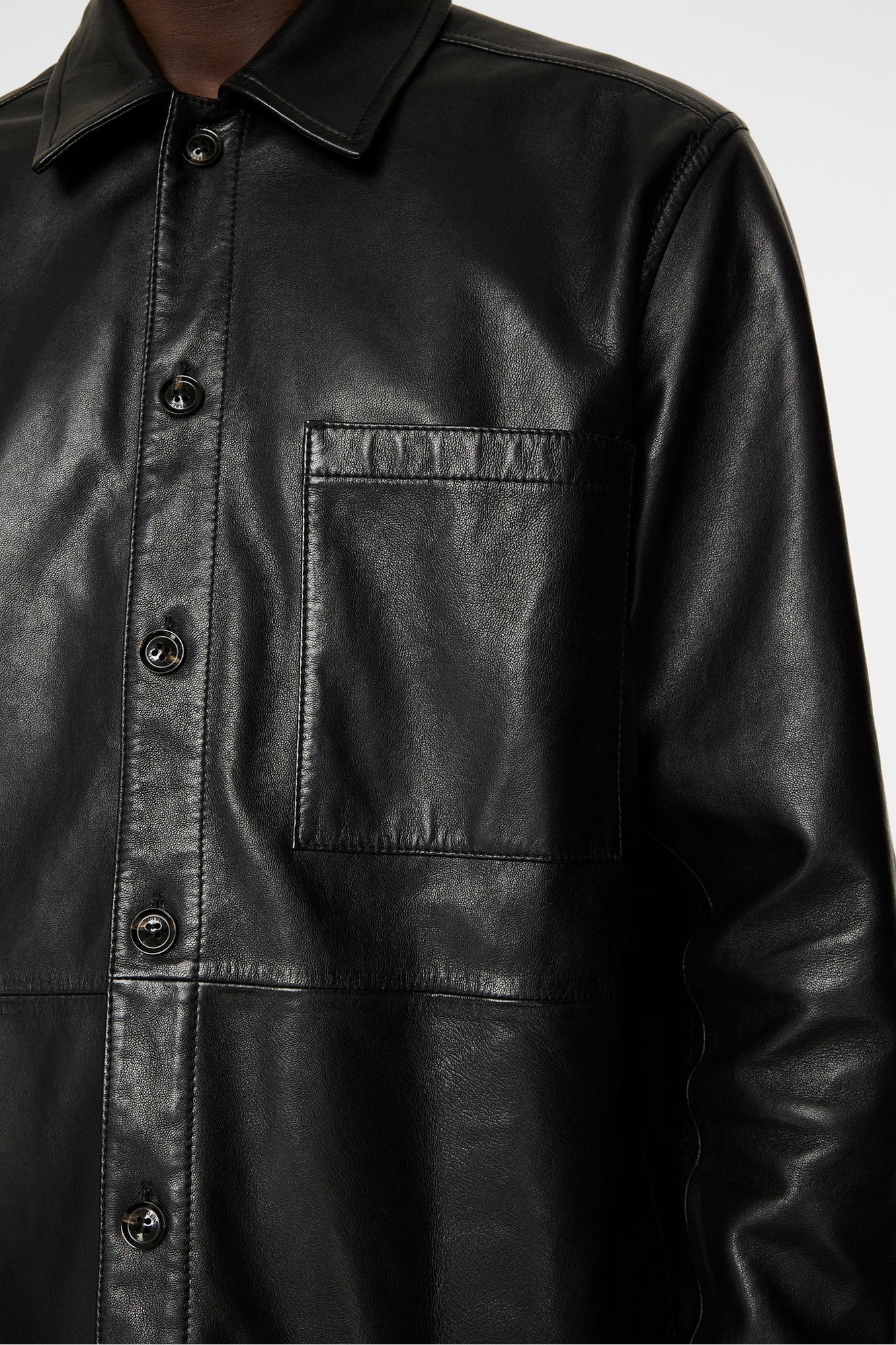 Men | Lanson Leather Overshirt | Black