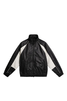 Men | Lex Leather Track Jacket | Black