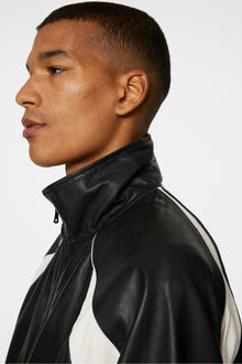 Men | Lex Leather Track Jacket | Black