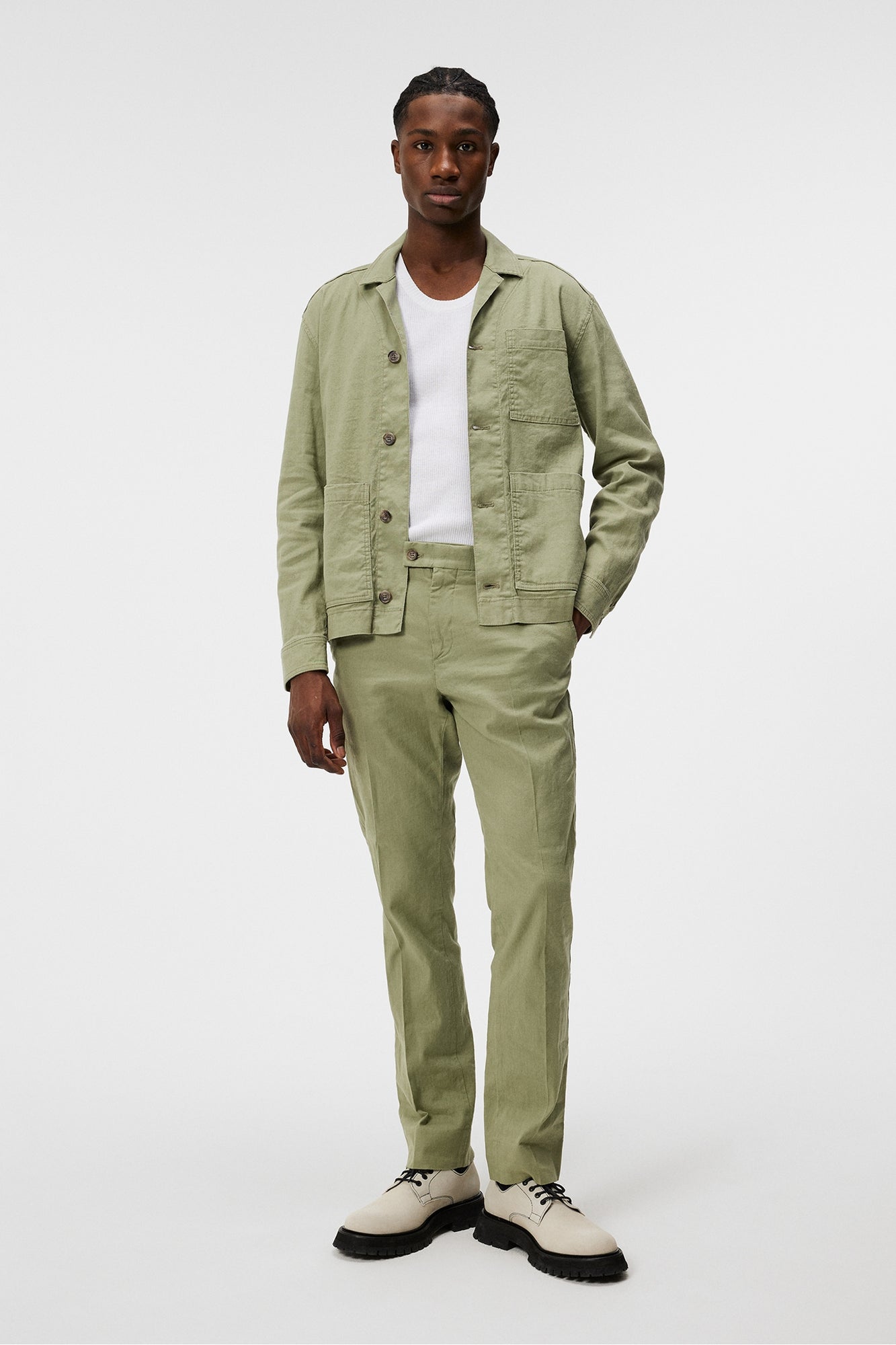 Men | Lois Linen Stretch Pants | Oil Green