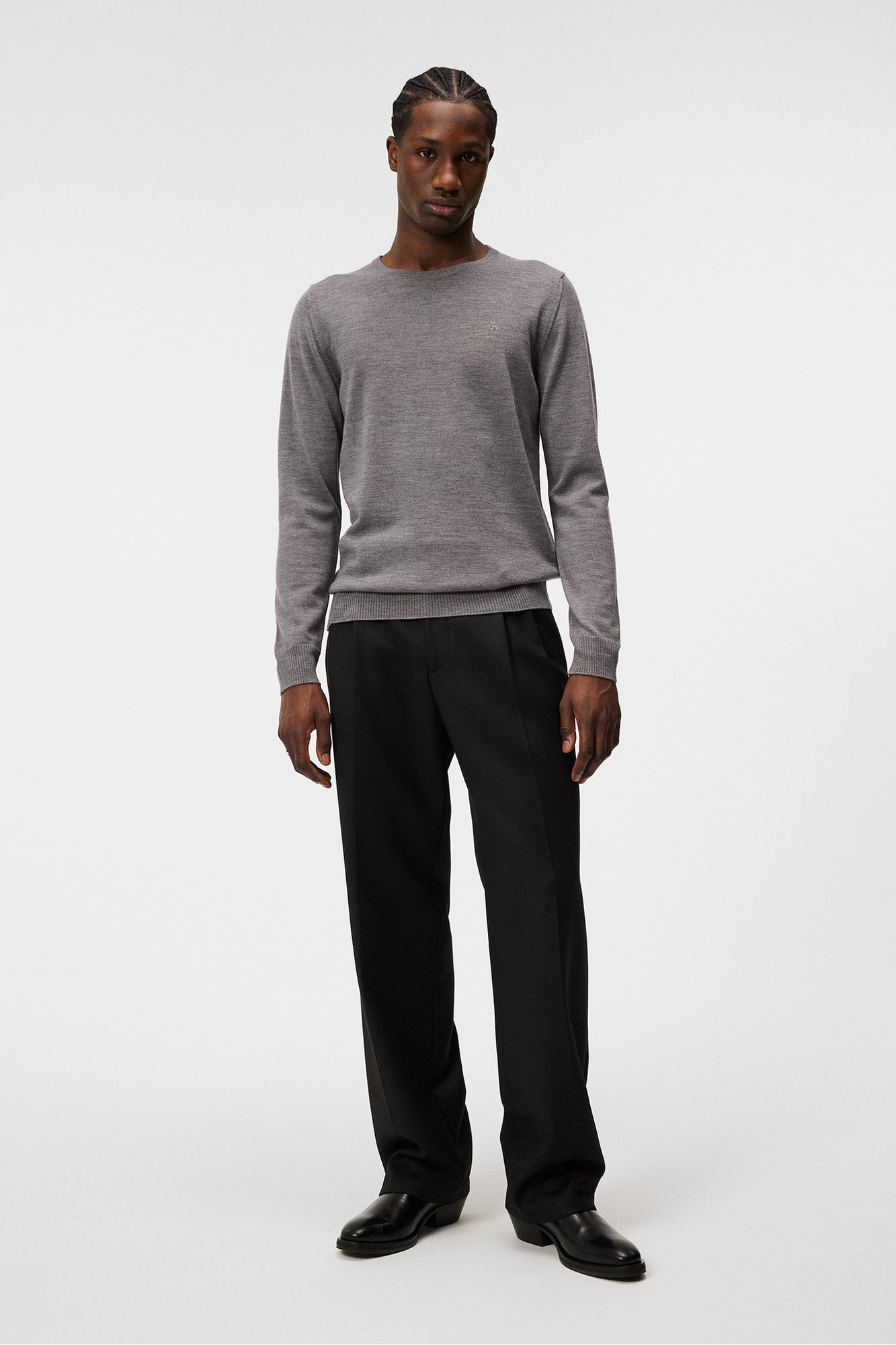 Men | Lyle Merino Creneck Sweater | Grey Melange