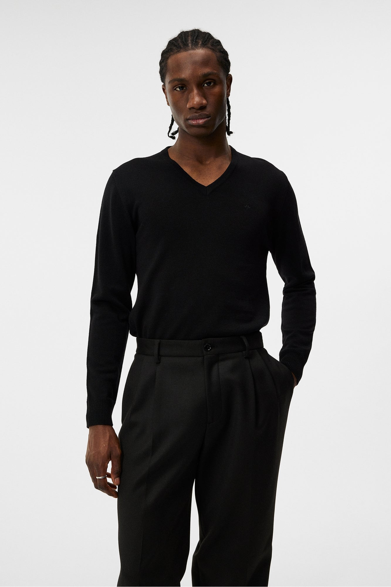 Men | Lymann Merino V-Neck Sweater | Black