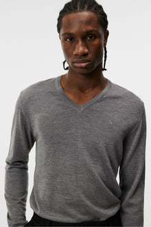 Men | Lymann Merino V-Neck Sweater | Grey Melange