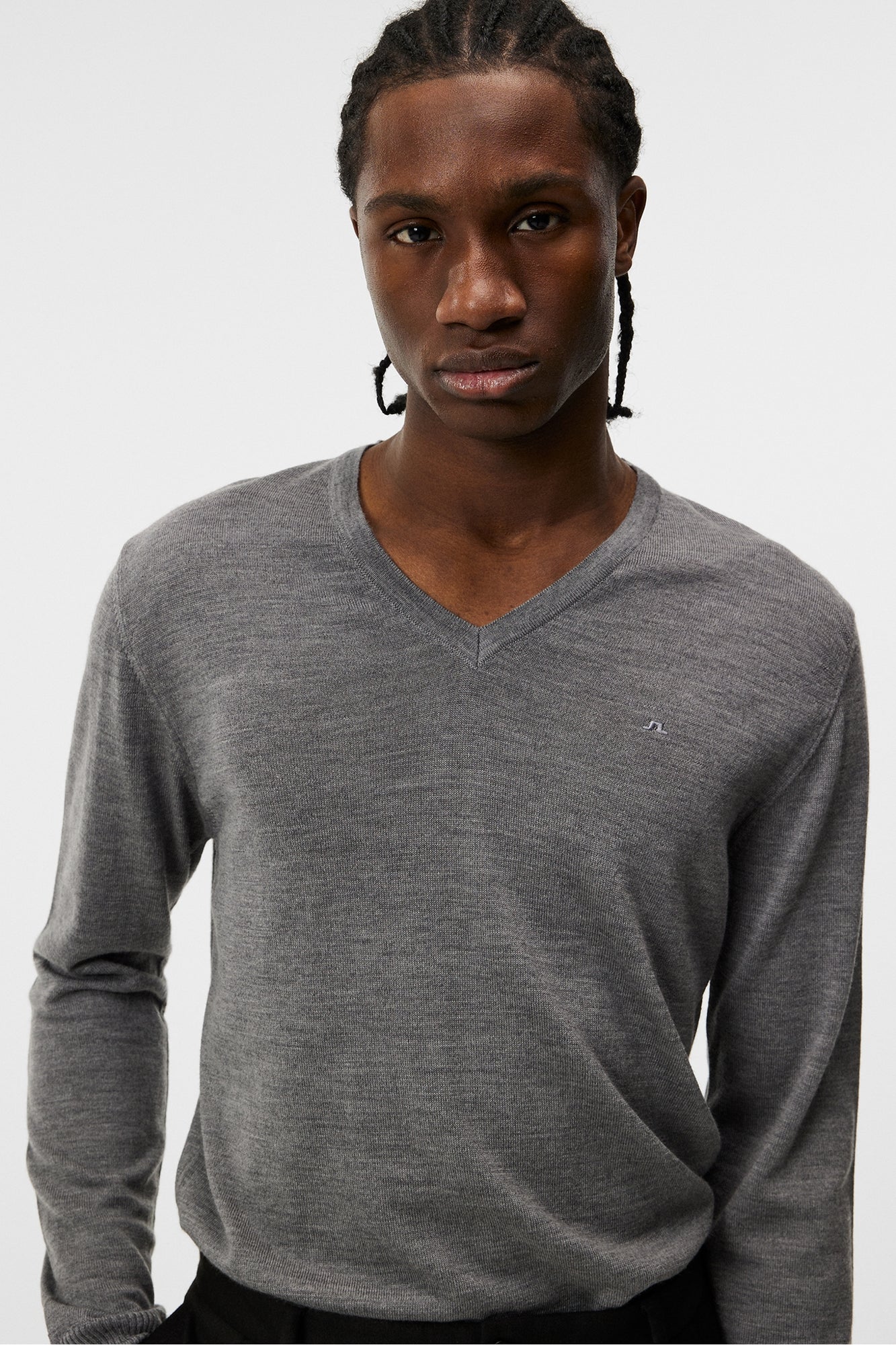 Men | Lymann Merino V-Neck Sweater | Grey Melange