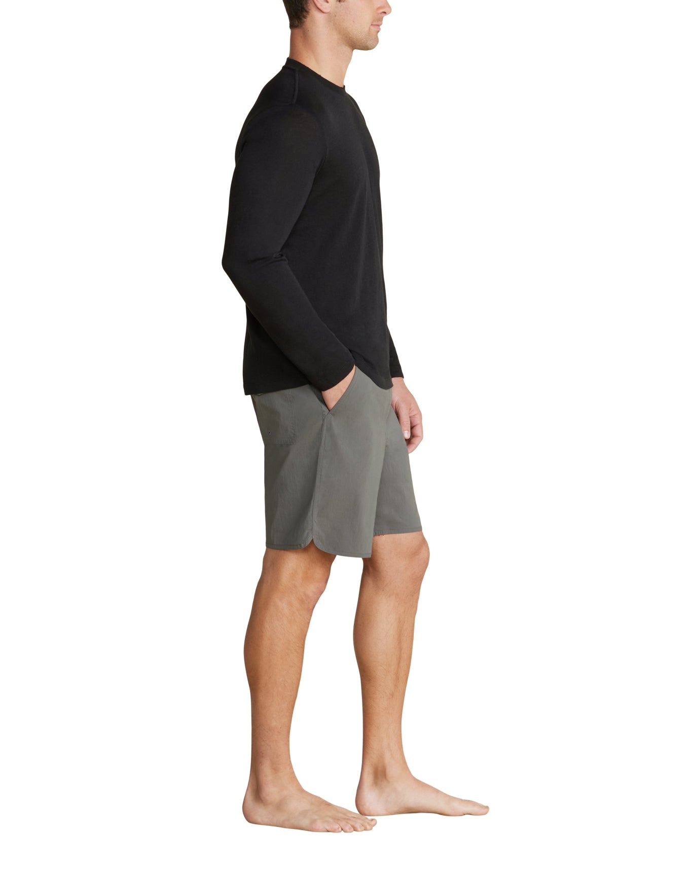 Men | MC s Slub Burnout Cut Neck Long Sleeve Tee | Black
