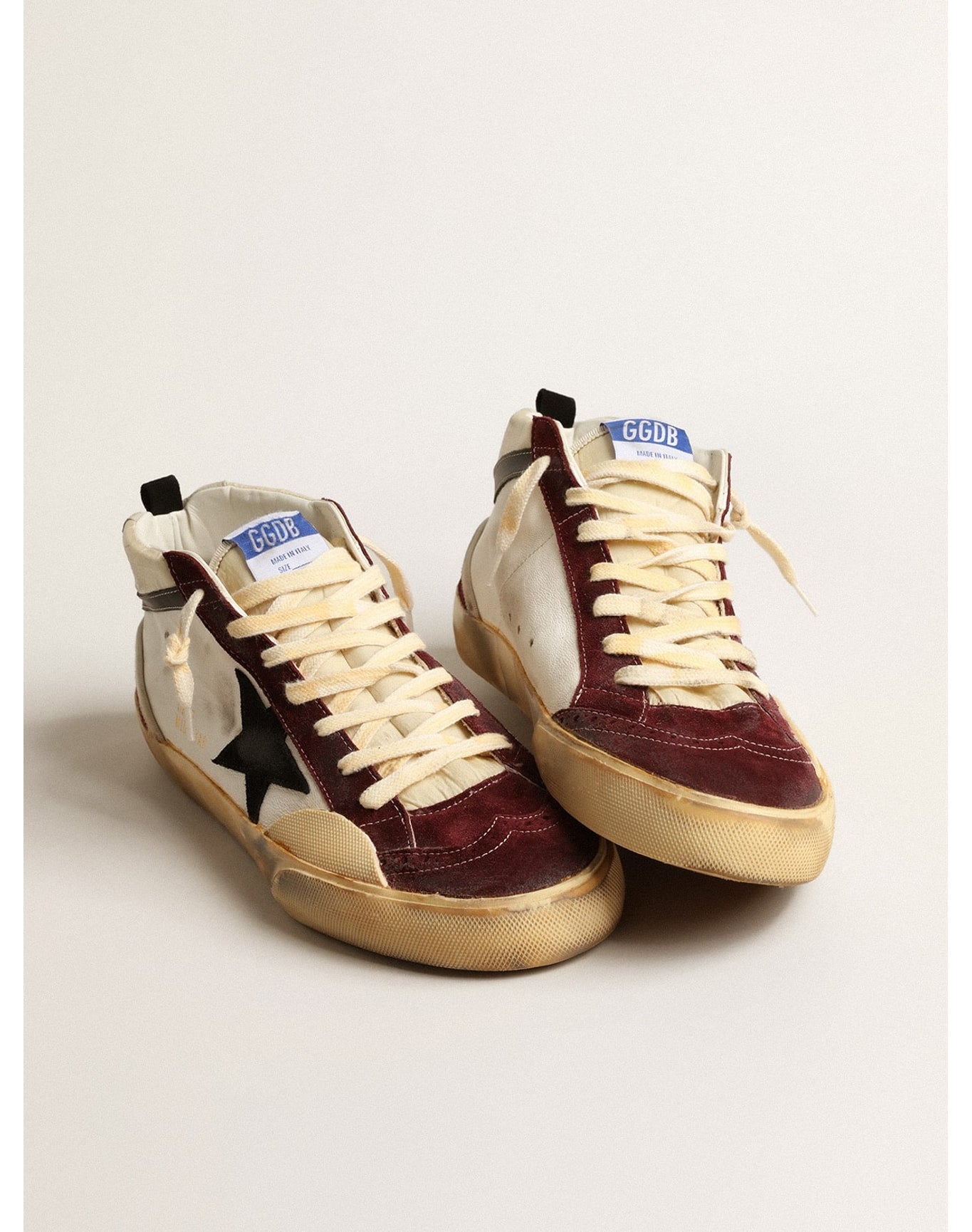 Men | Mid Star Nappa with Suede Star & Inserts | Cream x Wine Red x Black (V2)
