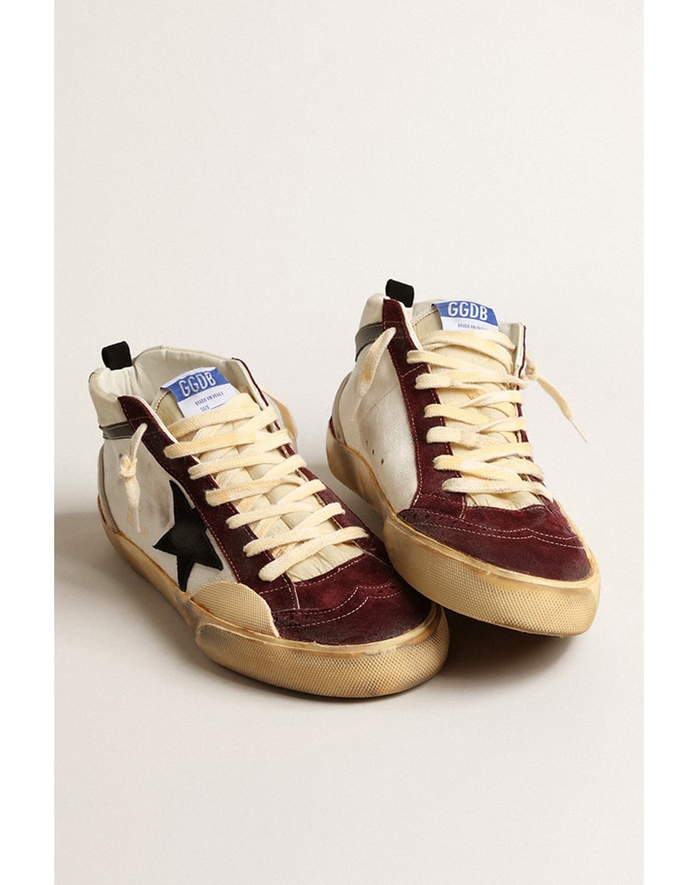 Men | Mid Star Nappa with Suede Star & Inserts | Cream x Wine Red x Black (V2)