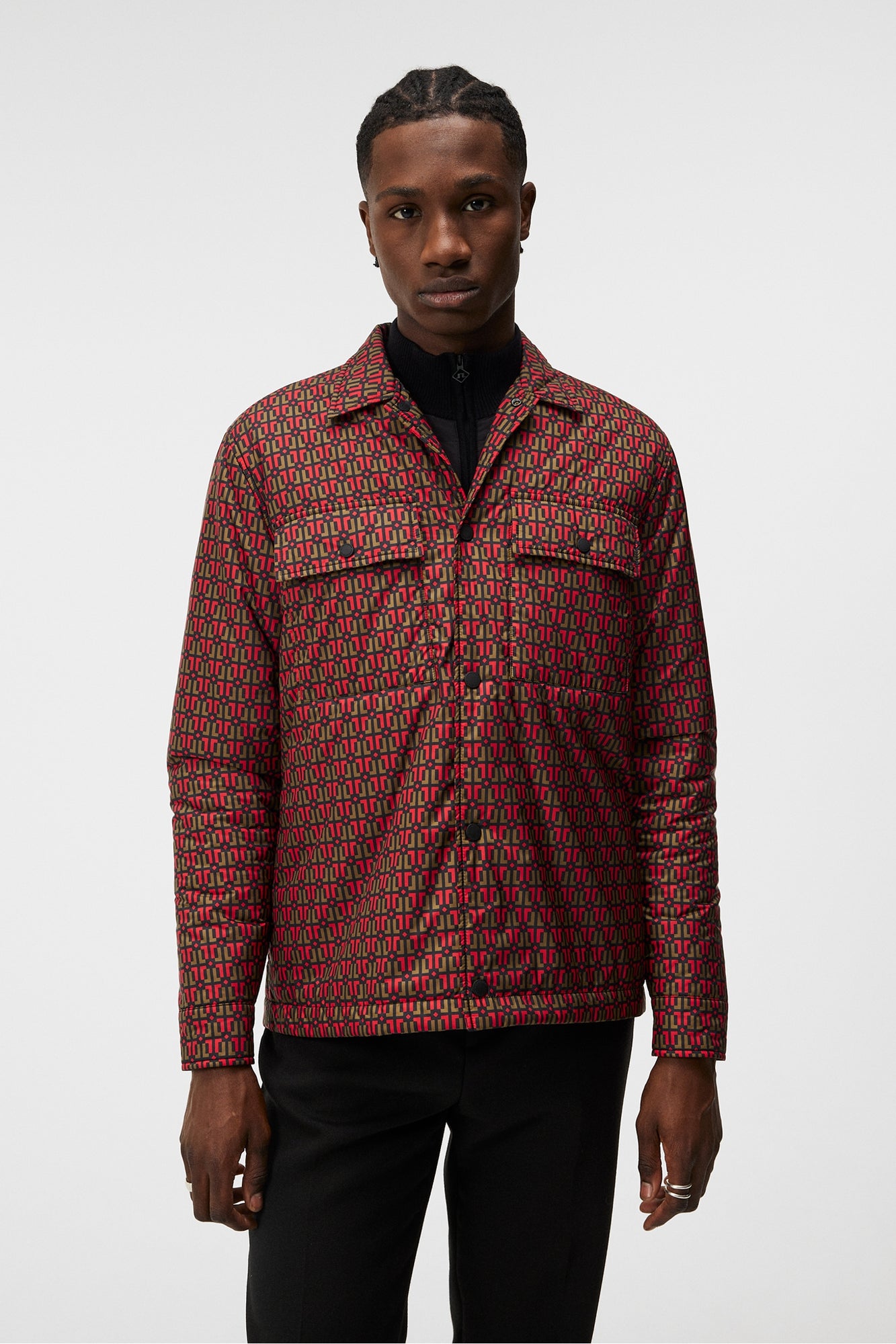 Men | Nile Padded Print Overshirt | Monk Geo Black