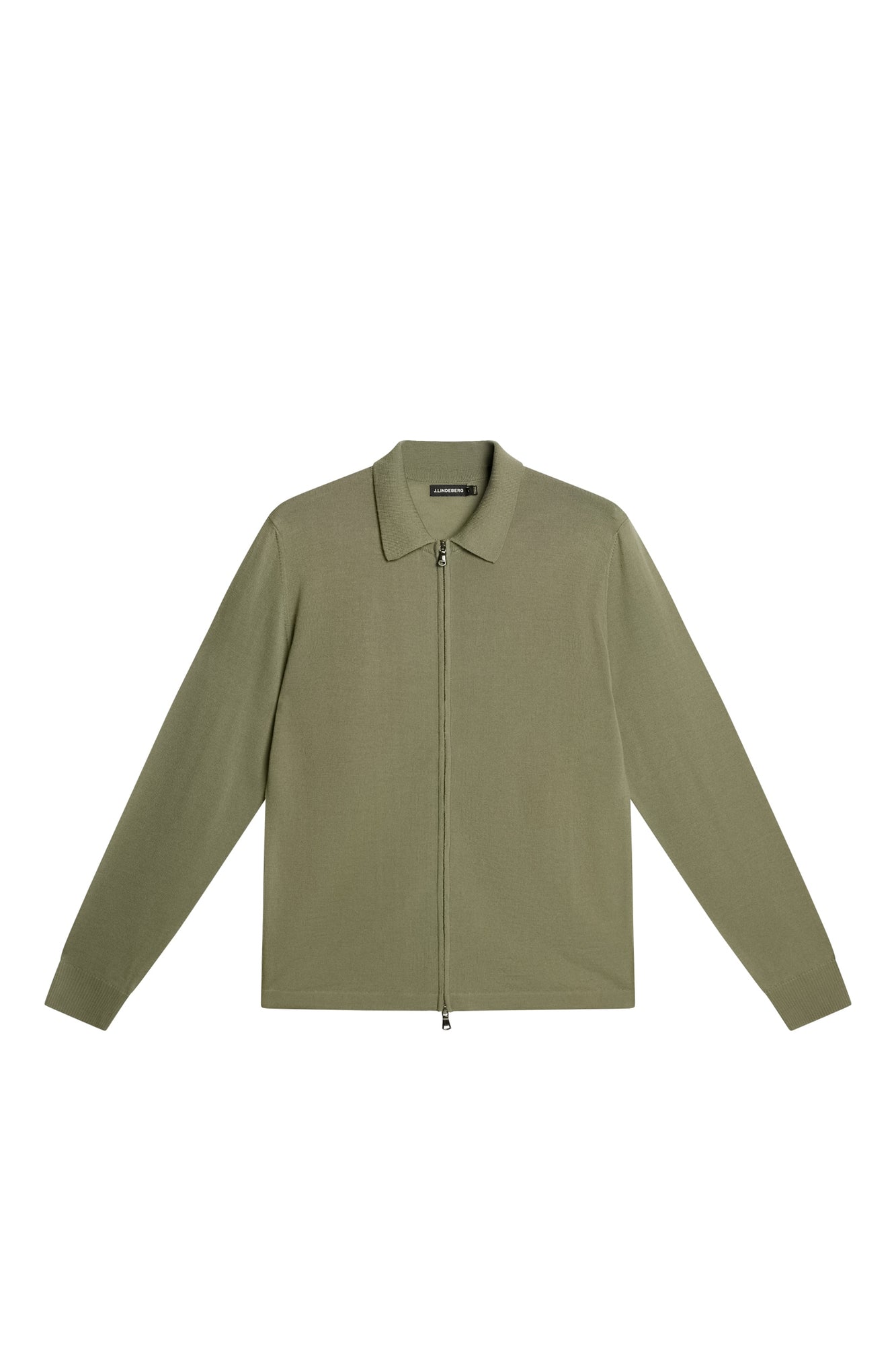 Men | Nyle Light Merino Zip Cardigan | Oil Green