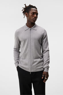 Men | Nyle Merino Zip Cardigann | Light Grey Melange