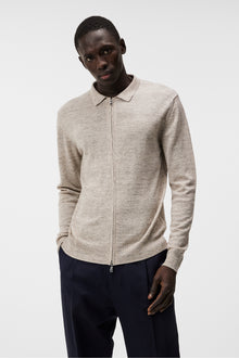 Men | Nylo Linen Blend Full Zip | Safari Beige