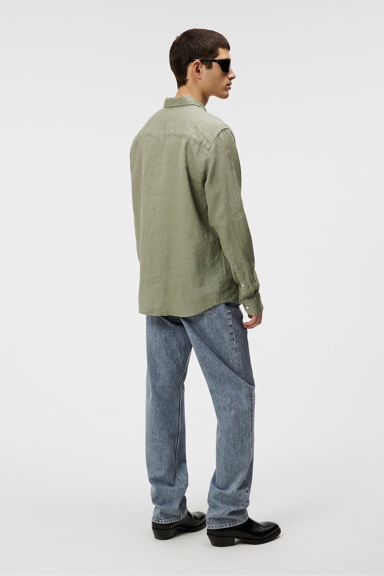 Men | Reg Ls Clean Linen Shirt | Oil Green