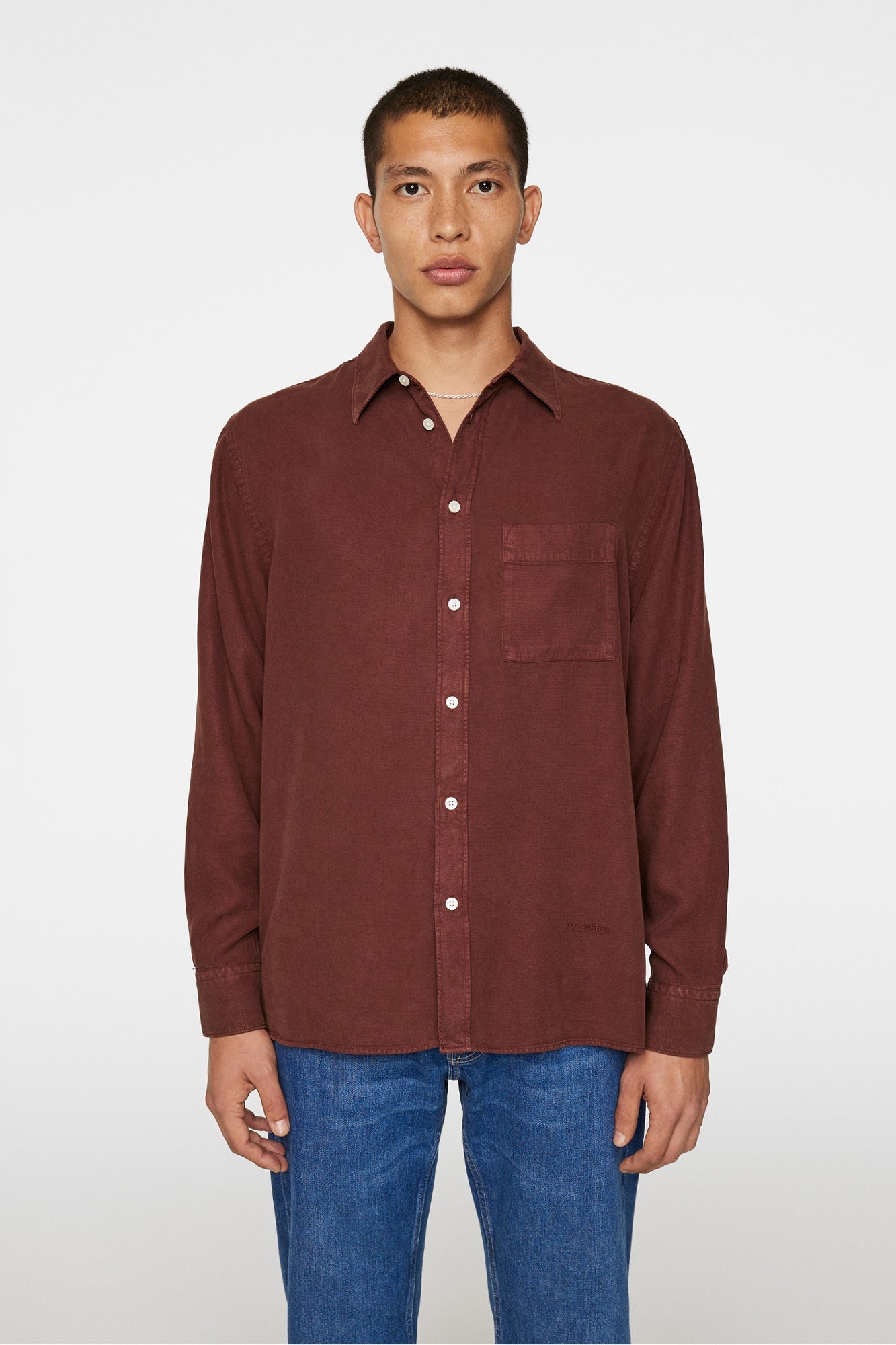 Men | Reg Struct Gmd Tencel Shirt | Bitter Chocolate