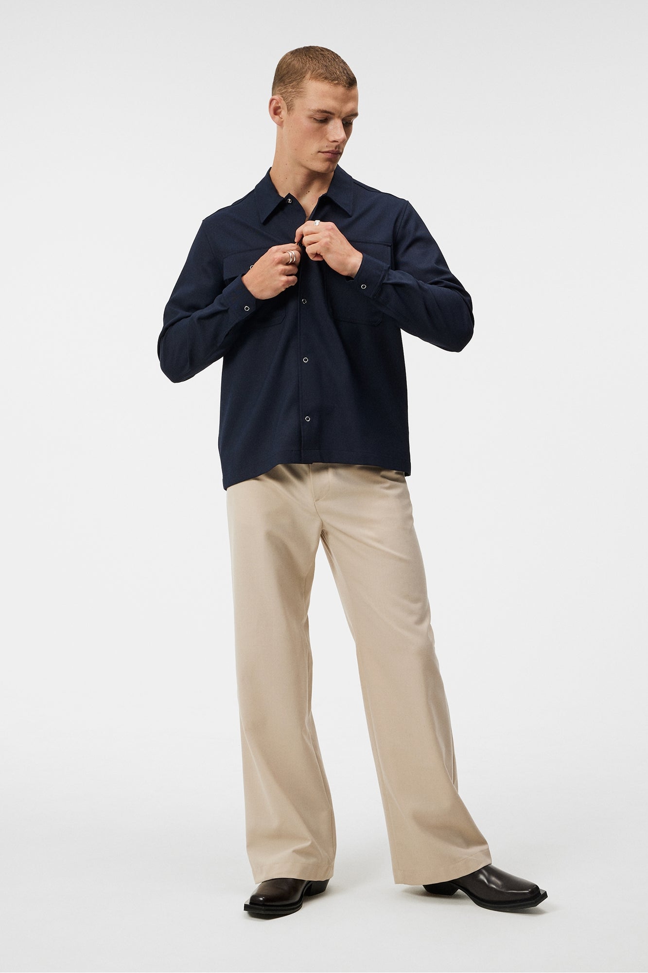 Men | Reid Twill Overshirt | JL Navy