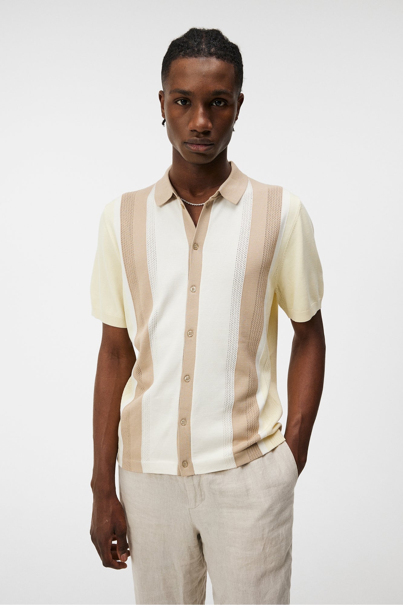 Men | Rey Striped Shirt | Safari Beige