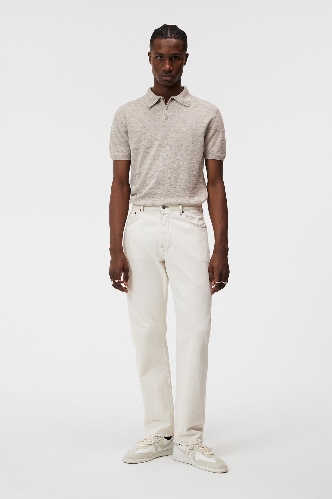 Men | Ridge Linen Blend Polo | Safari Beige