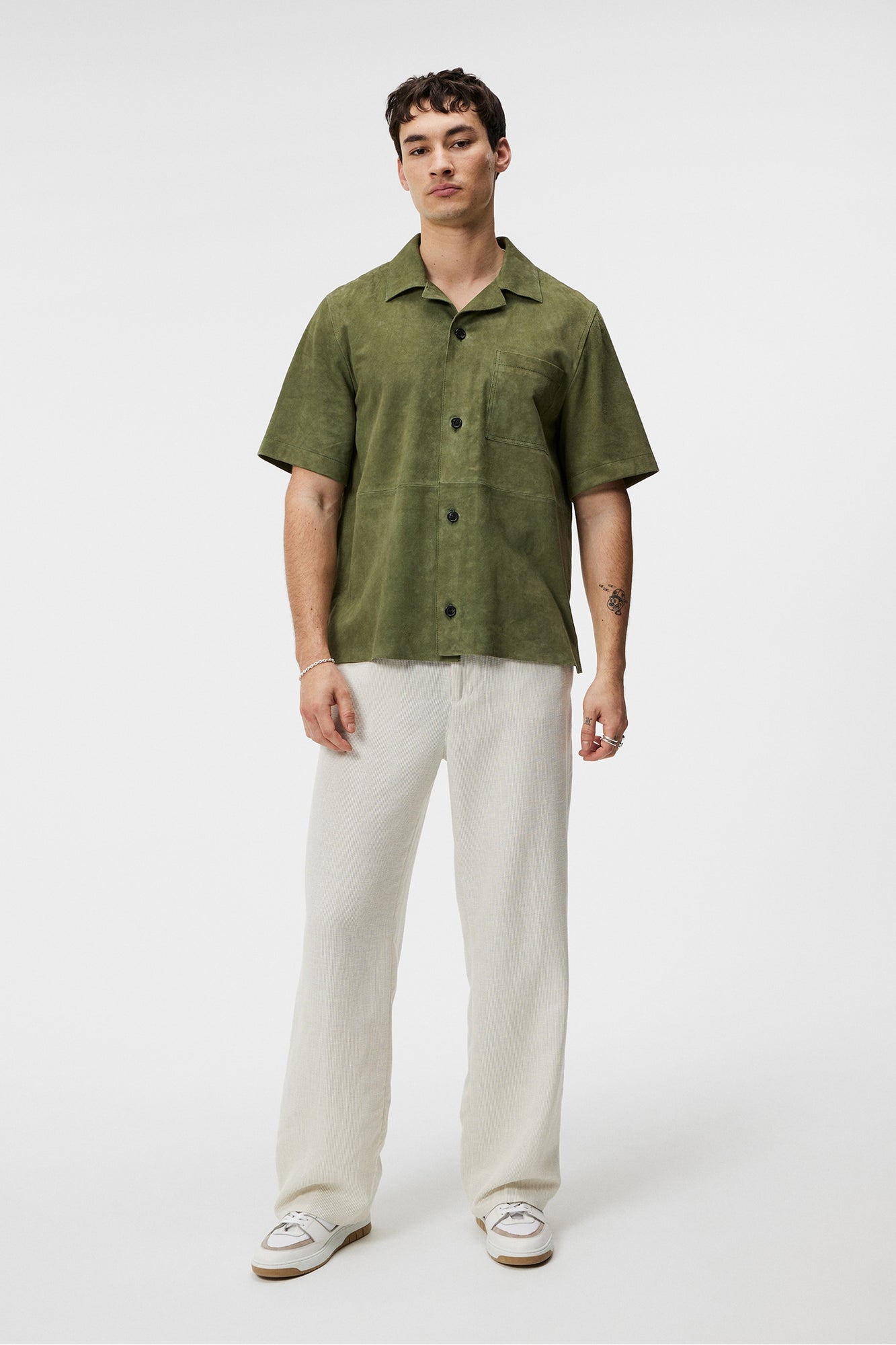 Men | Scottie Suede Overshirt | Oil Green