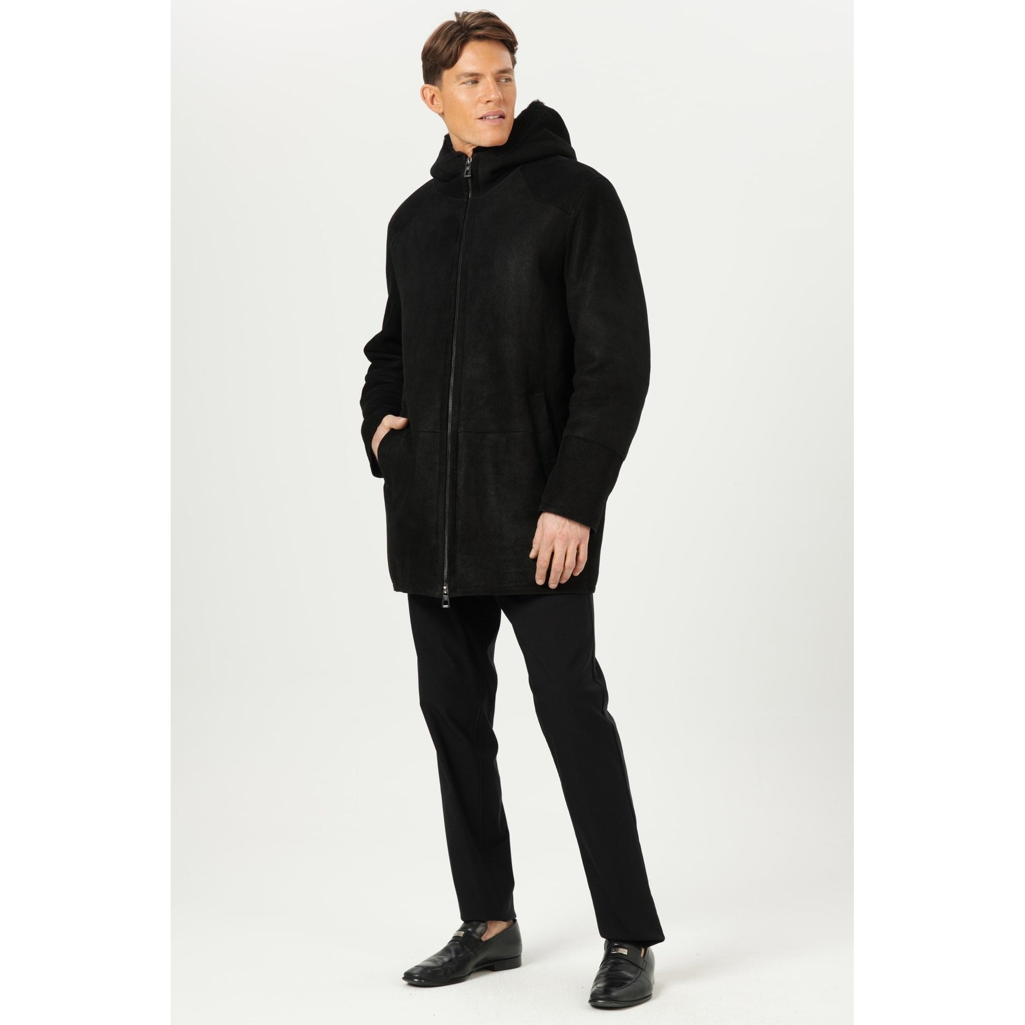 Men | Shearling Lamb Parka | Black