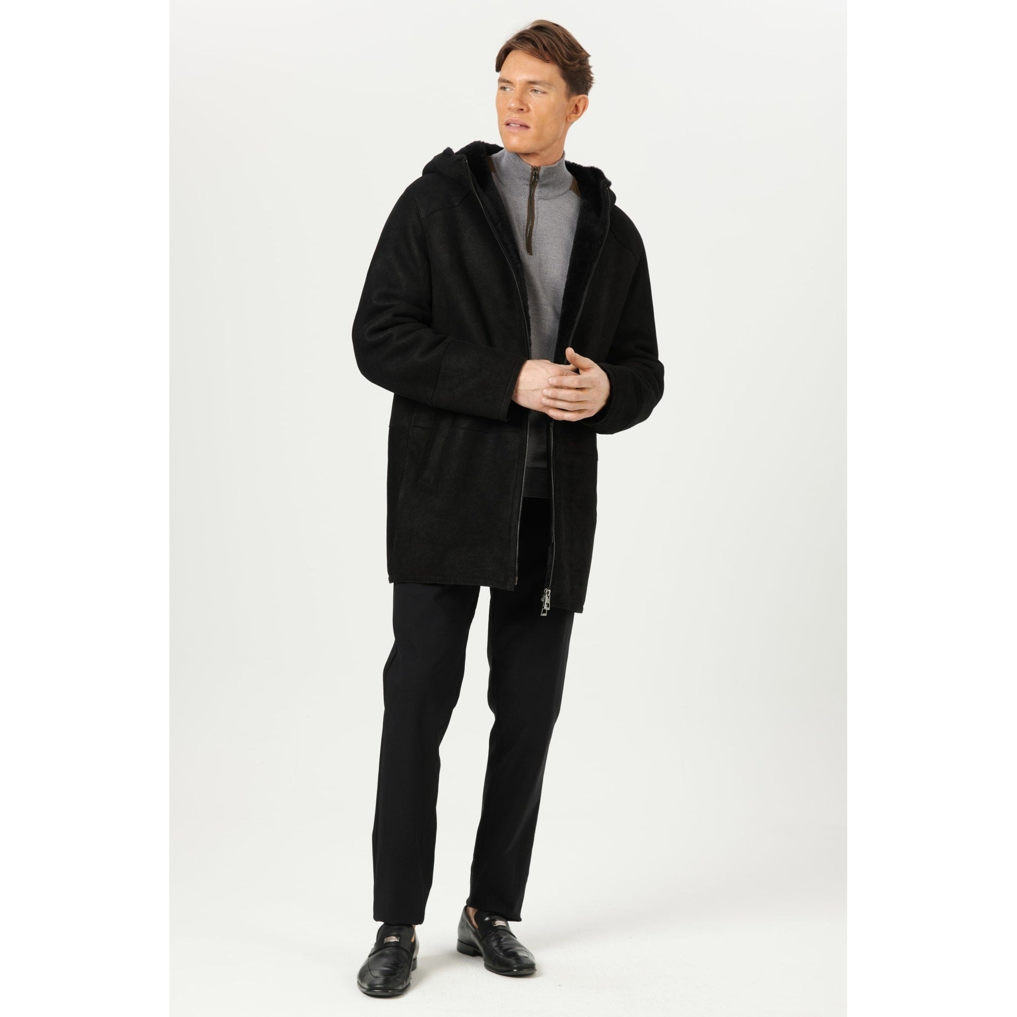 Men | Shearling Lamb Parka | Black