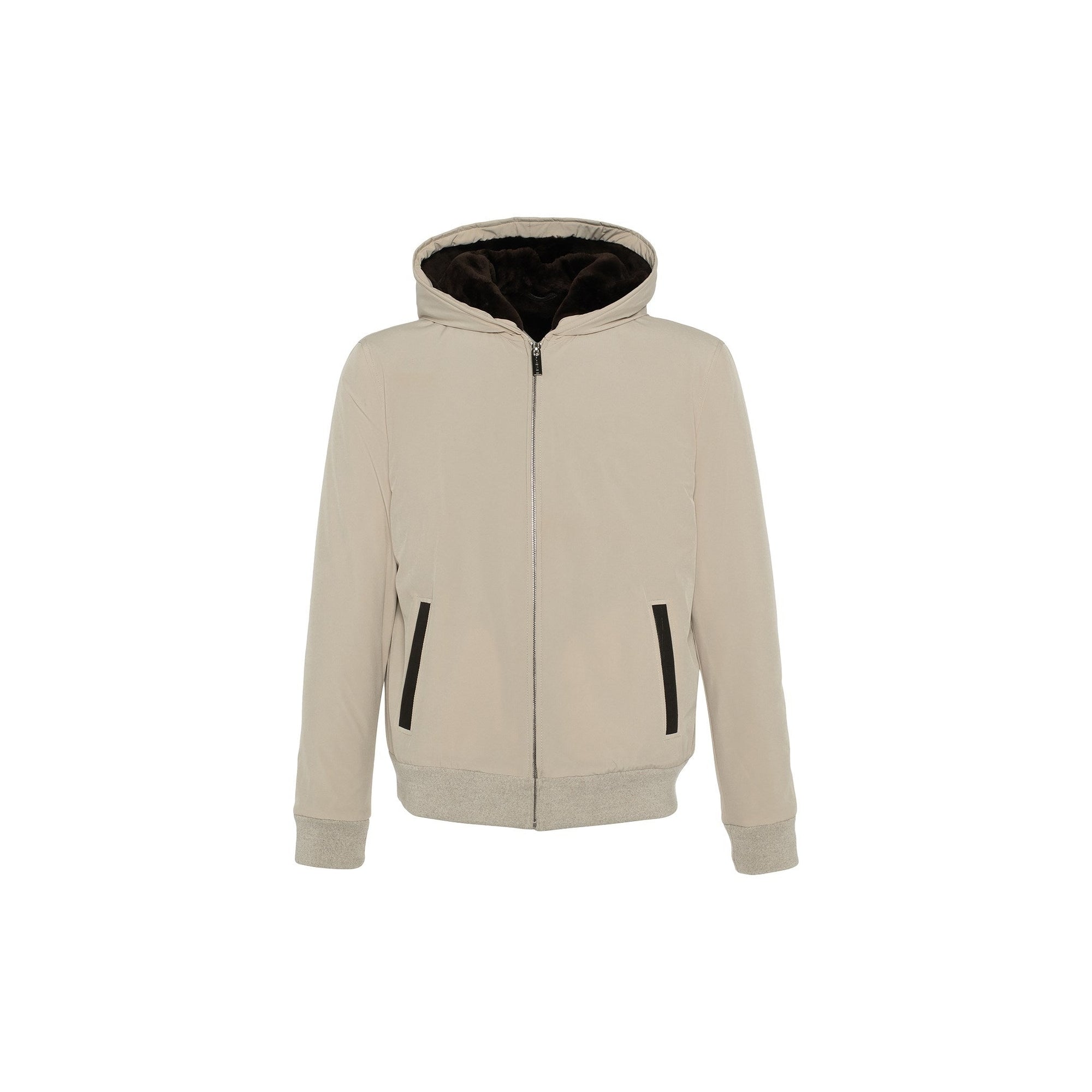 Men | Shearling Lined Bomber Jacket | Beige/Brown