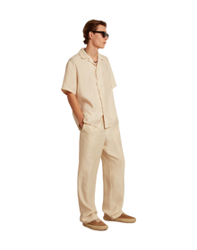 Men | Short-Sleeved Shirt Parchment-Colored Linen | Parchment