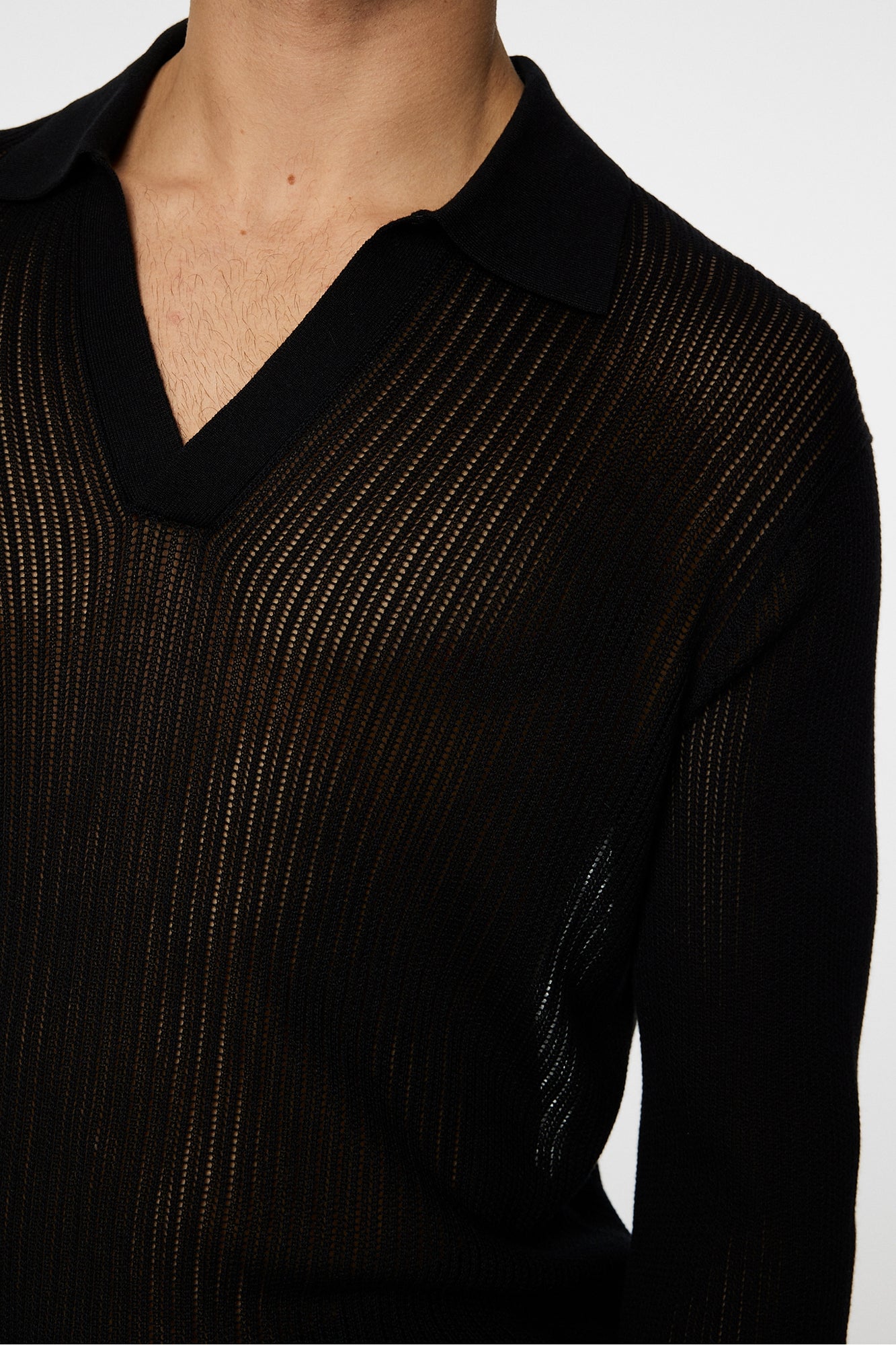 Men | Toni Open Collar Knit Polo | Black