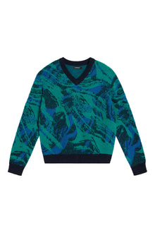 Men | Trestle Jacquard V-Neck | Navy Valley