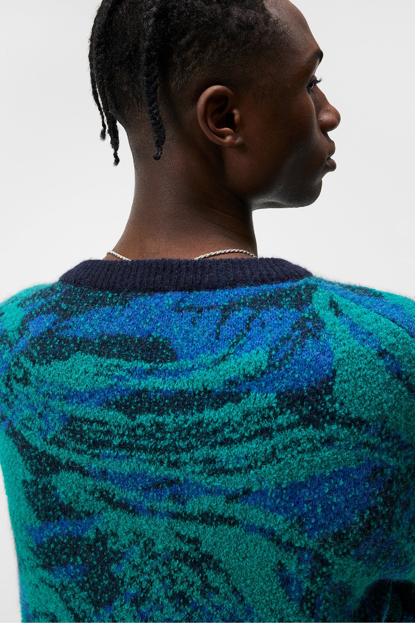 Men | Trestle Jacquard V-Neck | Navy Valley