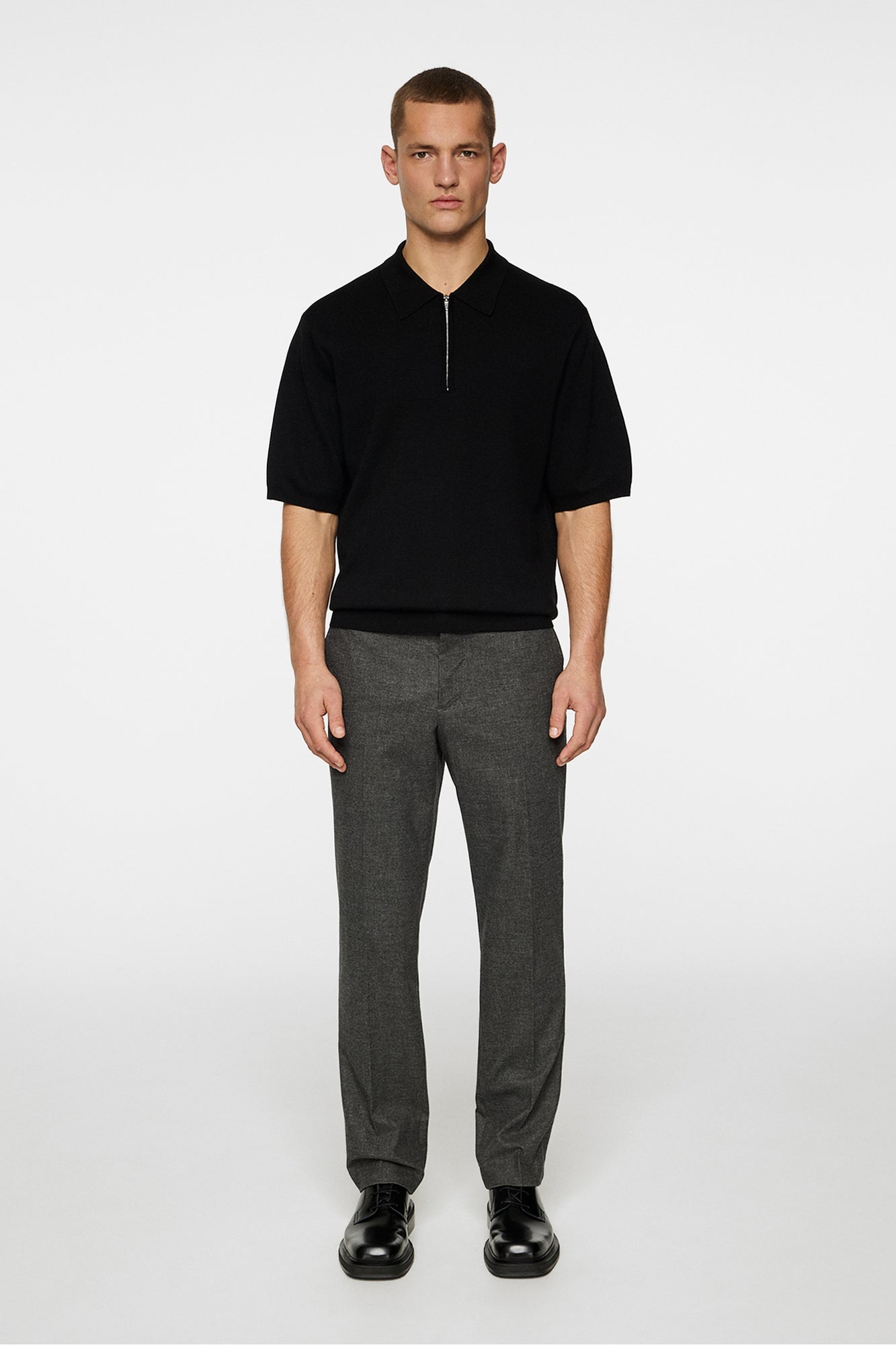 Men | Tyler Quarter Zip Knit Polo | Black