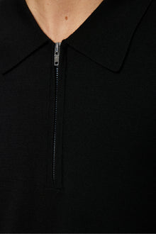 Men | Tyler Quarter Zip Knit Polo | Black