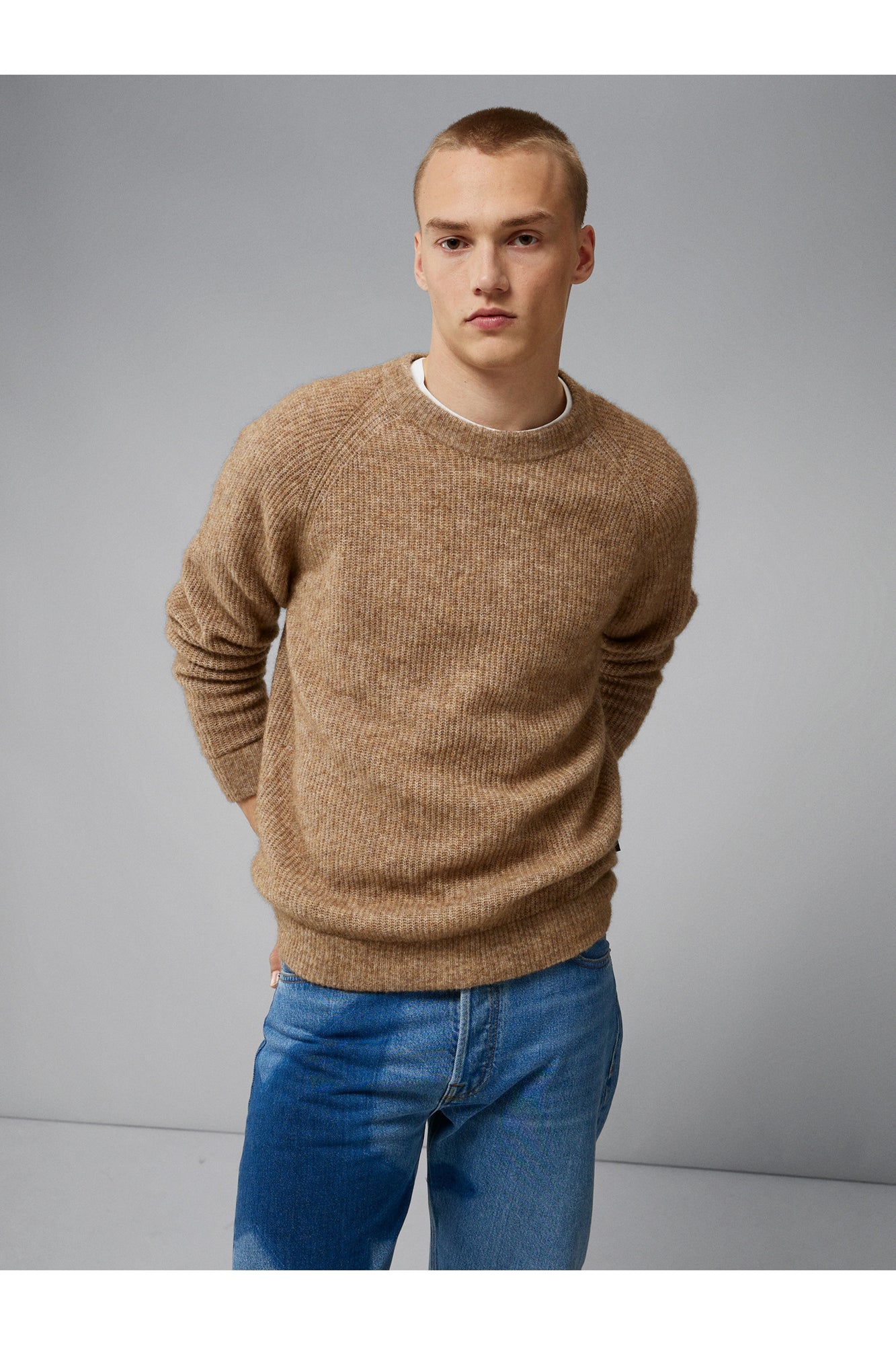 Men | Vance Mohair Blend Creneck | Tiger Brown