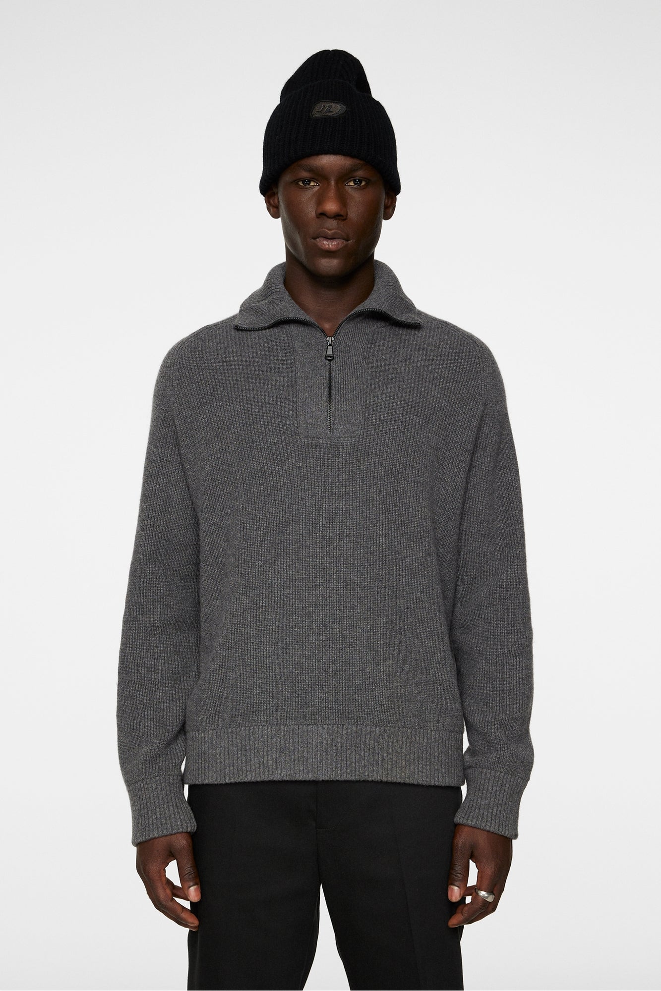 Men | Wilmer Quarter Zip Knit | Mid Grey Melange